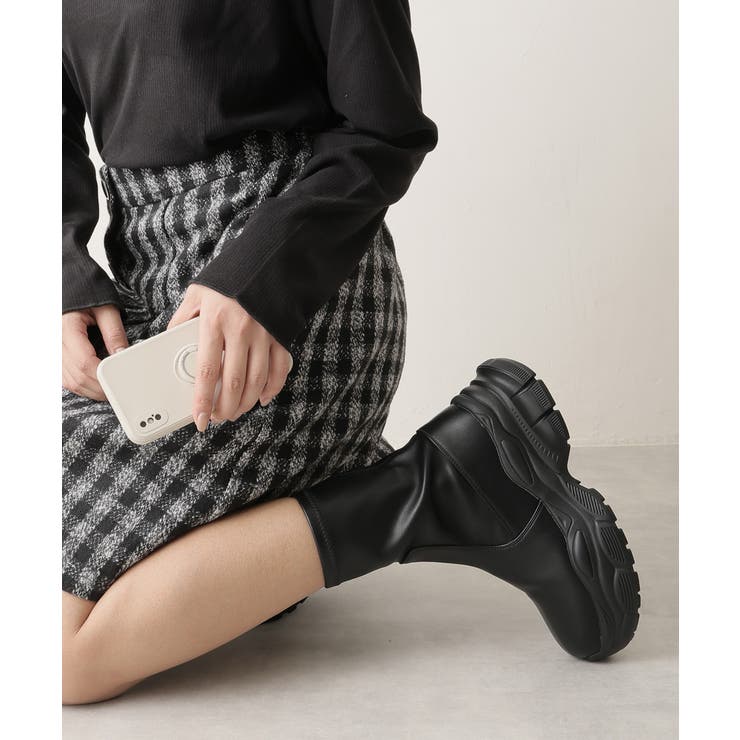 【24年秋冬新作】厚底 ストレッチ スニーカーライク ショートブーツ | DEMETER | 詳細画像5 