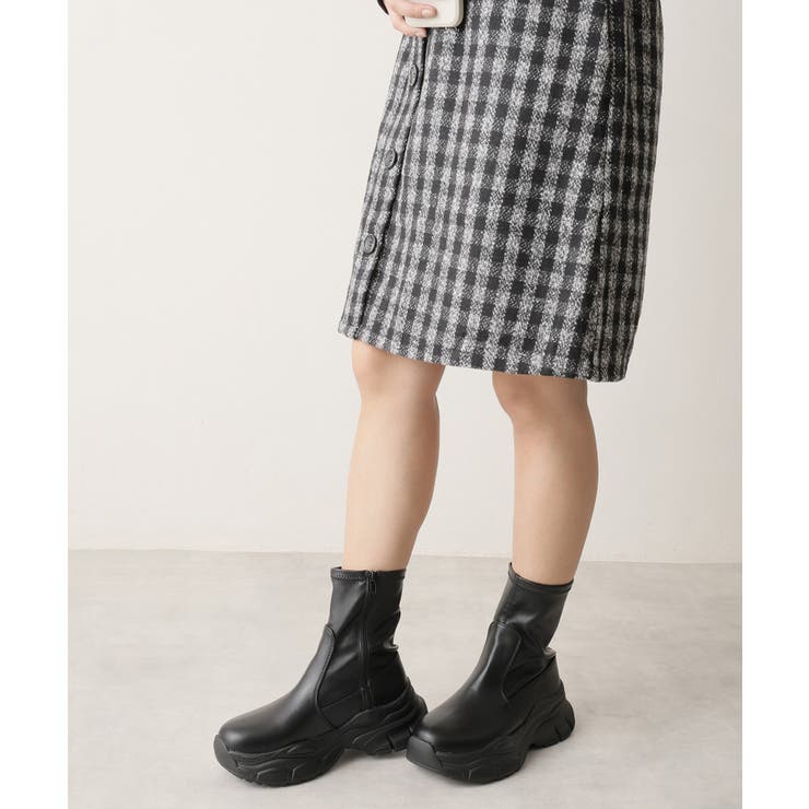 【24年秋冬新作】厚底 ストレッチ スニーカーライク ショートブーツ | DEMETER | 詳細画像7 