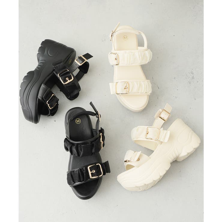 【26年春夏新作】軽量厚底 チュールベルト バックバンド スポーツサンダル | DEMETER | 詳細画像2 