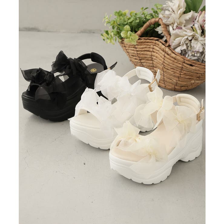 【26年春夏新作】軽量厚底 チュールリボン ダブルベルト | DEMETER | 詳細画像2 