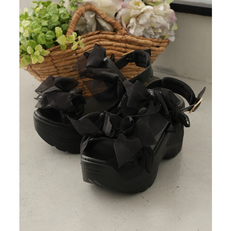 【26年春夏新作】軽量厚底 チュールリボン ダブルベルト | DEMETER | 詳細画像3 