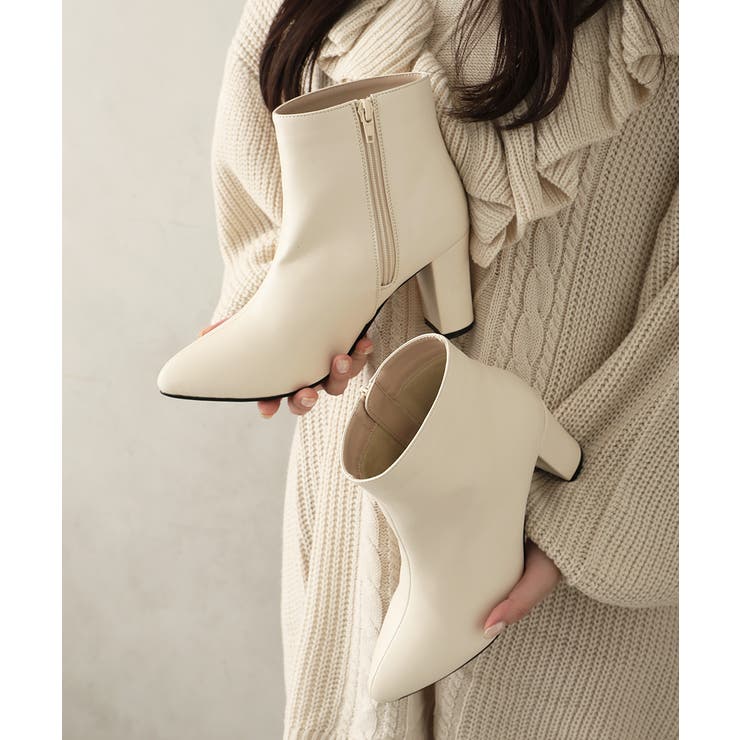 【25年秋冬再販】8.0cm 太ヒール ポインテッドトゥ ショートブーツ | DEMETER | 詳細画像38 