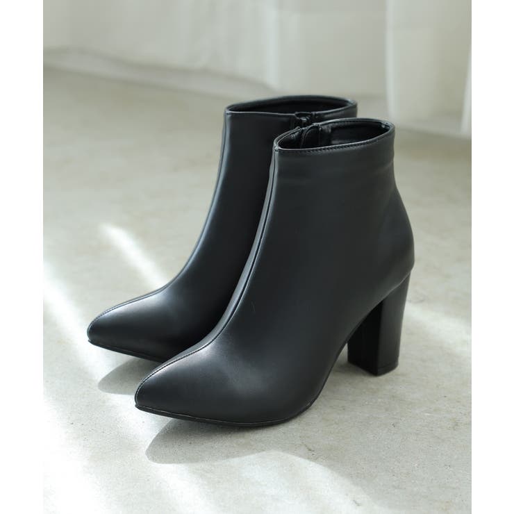 【25年秋冬再販】8.0cm 太ヒール ポインテッドトゥ ショートブーツ | DEMETER | 詳細画像46 