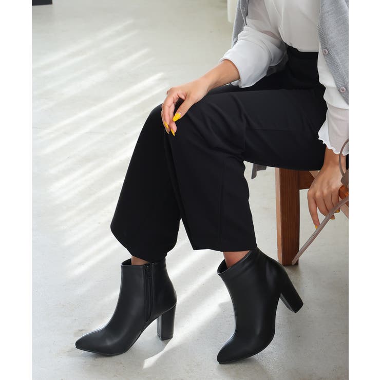 【25年秋冬再販】8.0cm 太ヒール ポインテッドトゥ ショートブーツ | DEMETER | 詳細画像47 