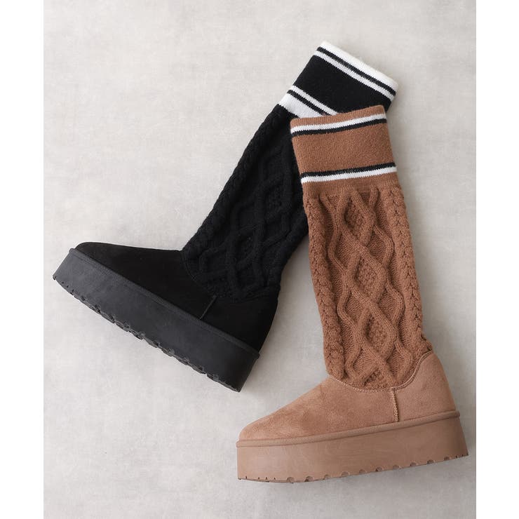 【25年秋冬新作】厚底 リブニットソックス ムートンブーツ | DEMETER | 詳細画像2 