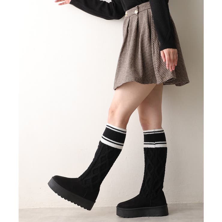 【25年秋冬新作】厚底 リブニットソックス ムートンブーツ | DEMETER | 詳細画像21 