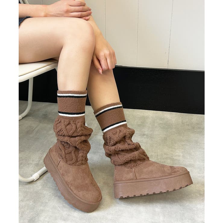 【25年秋冬新作】厚底 リブニットソックス ムートンブーツ | DEMETER | 詳細画像27 