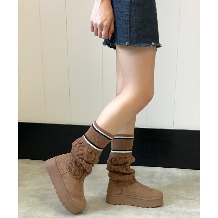 【25年秋冬新作】厚底 リブニットソックス ムートンブーツ | DEMETER | 詳細画像30 