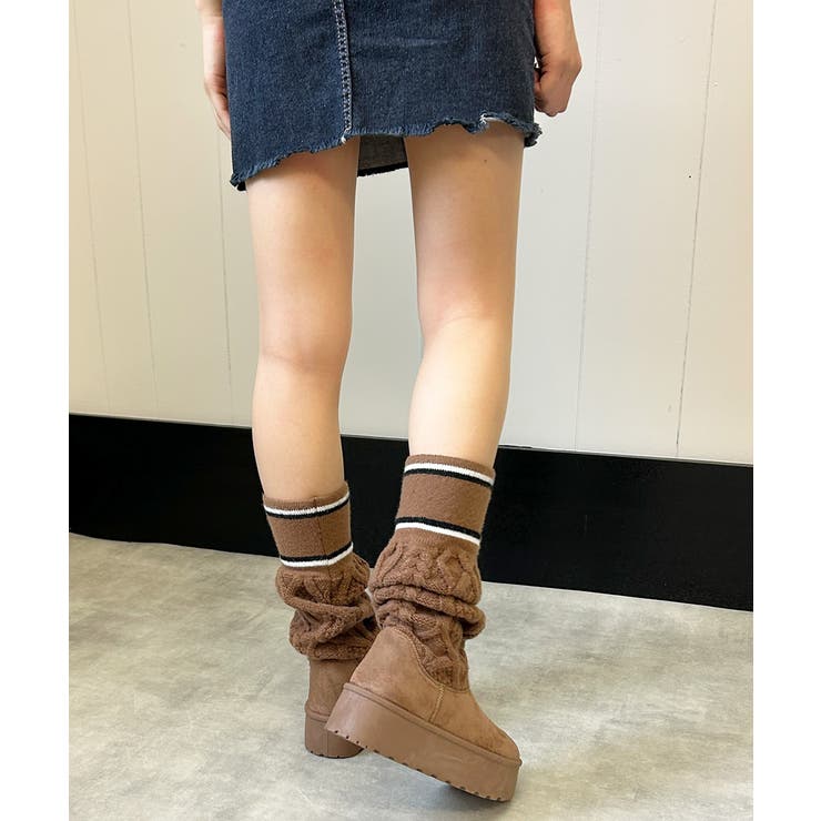 【25年秋冬新作】厚底 リブニットソックス ムートンブーツ | DEMETER | 詳細画像32 