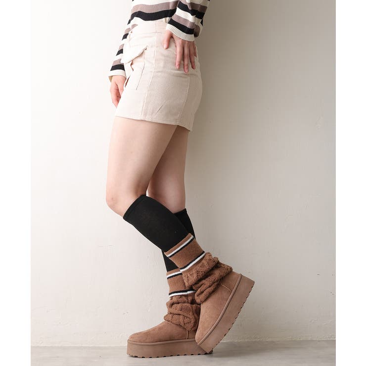 【25年秋冬新作】厚底 リブニットソックス ムートンブーツ | DEMETER | 詳細画像38 