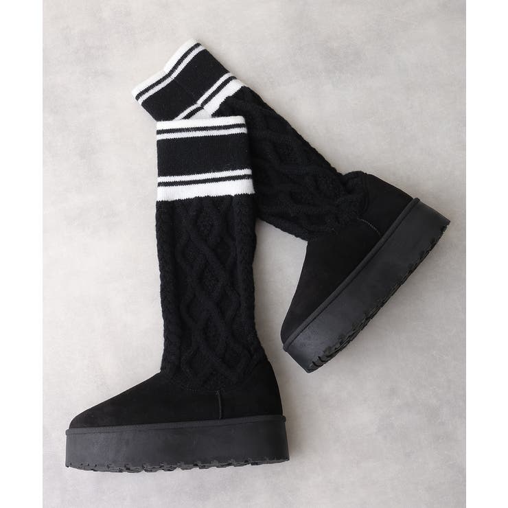 【25年秋冬新作】厚底 リブニットソックス ムートンブーツ | DEMETER | 詳細画像4 