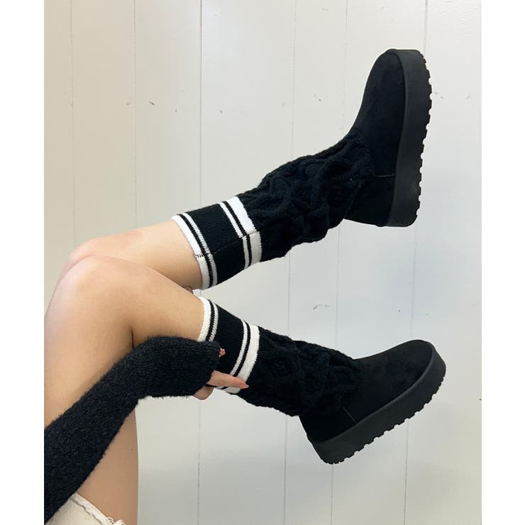 【25年秋冬新作】厚底 リブニットソックス ムートンブーツ | DEMETER | 詳細画像5 