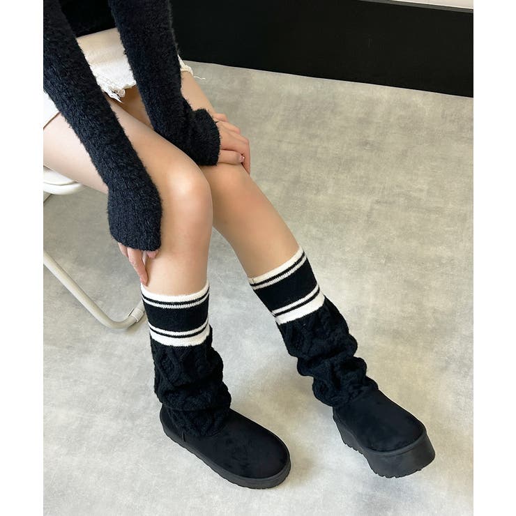 【25年秋冬新作】厚底 リブニットソックス ムートンブーツ | DEMETER | 詳細画像6 