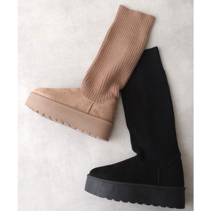 【25年秋冬新作】厚底 ニットソックス ムートンブーツ | DEMETER | 詳細画像2 