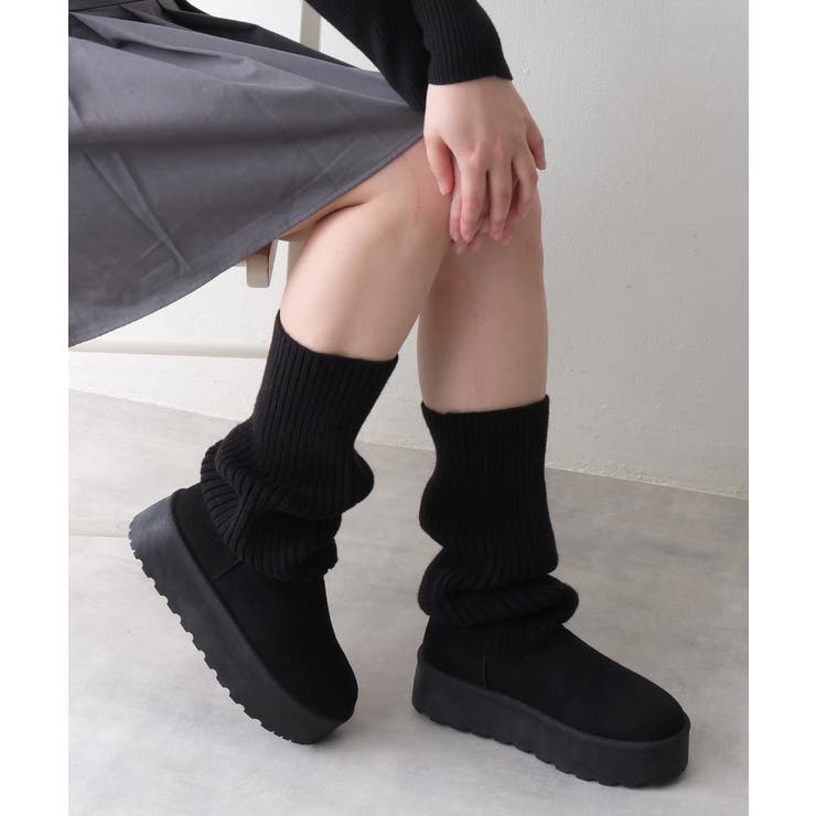 【25年秋冬新作】厚底 ニットソックス ムートンブーツ | DEMETER | 詳細画像4 