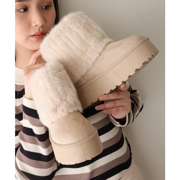 【25年秋冬新作】厚底 ファーカバー ショート丈 ムートンブーツ | DEMETER | 詳細画像11 