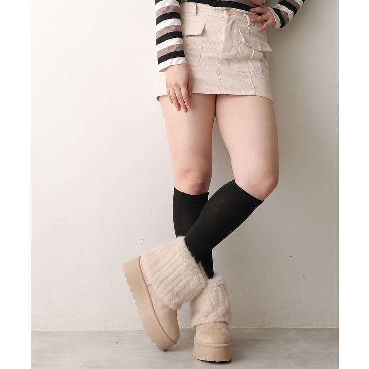 【25年秋冬新作】厚底 ファーカバー ショート丈 ムートンブーツ | DEMETER | 詳細画像12 