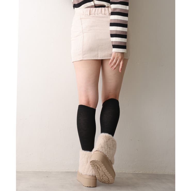 【25年秋冬新作】厚底 ファーカバー ショート丈 ムートンブーツ | DEMETER | 詳細画像14 