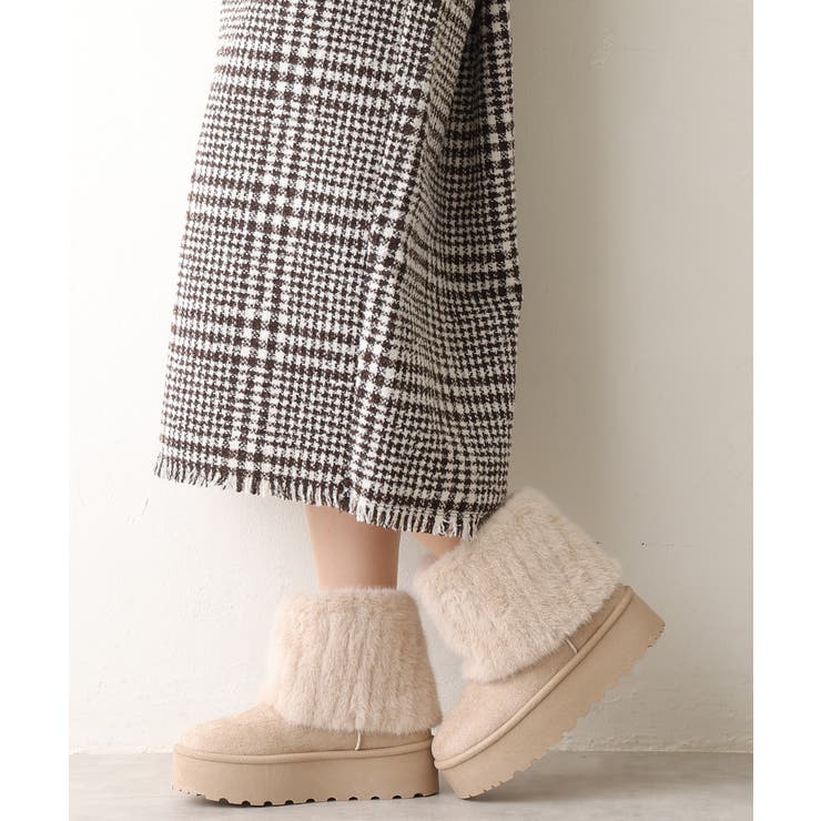 【25年秋冬新作】厚底 ファーカバー ショート丈 ムートンブーツ | DEMETER | 詳細画像17 