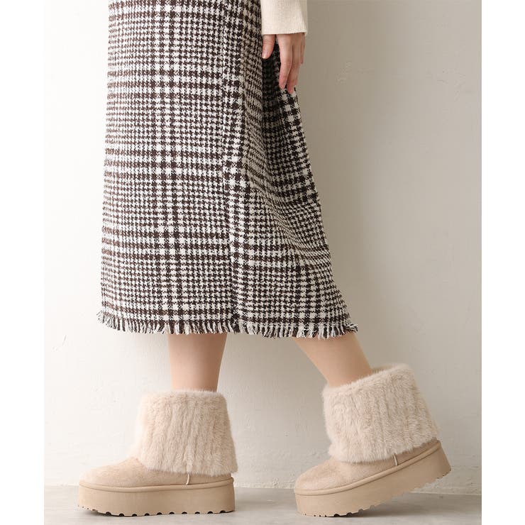 【25年秋冬新作】厚底 ファーカバー ショート丈 ムートンブーツ | DEMETER | 詳細画像18 