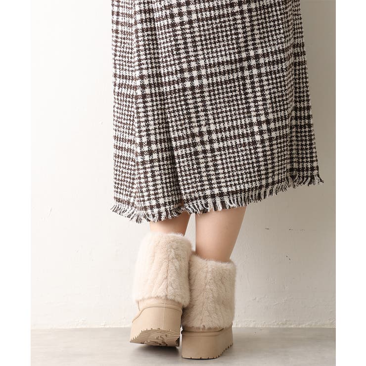 【25年秋冬新作】厚底 ファーカバー ショート丈 ムートンブーツ | DEMETER | 詳細画像19 