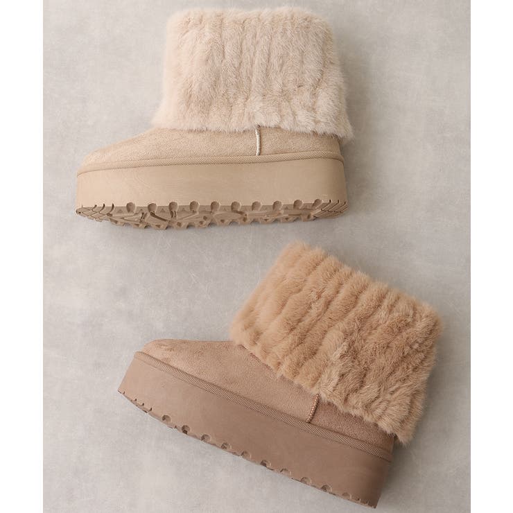 【25年秋冬新作】厚底 ファーカバー ショート丈 ムートンブーツ | DEMETER | 詳細画像3 