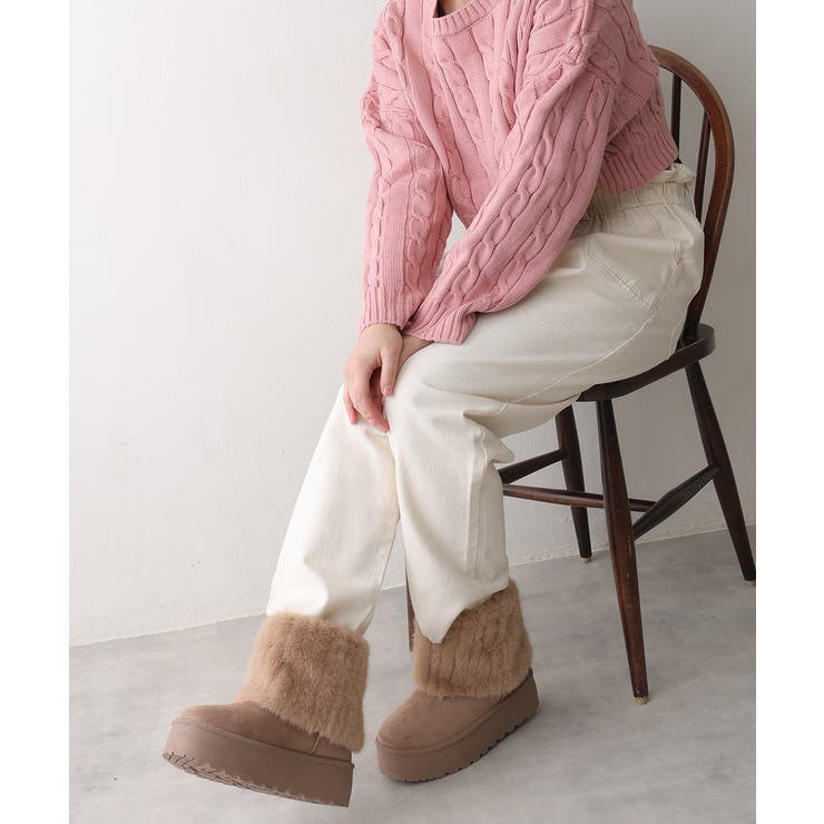 【25年秋冬新作】厚底 ファーカバー ショート丈 ムートンブーツ | DEMETER | 詳細画像30 