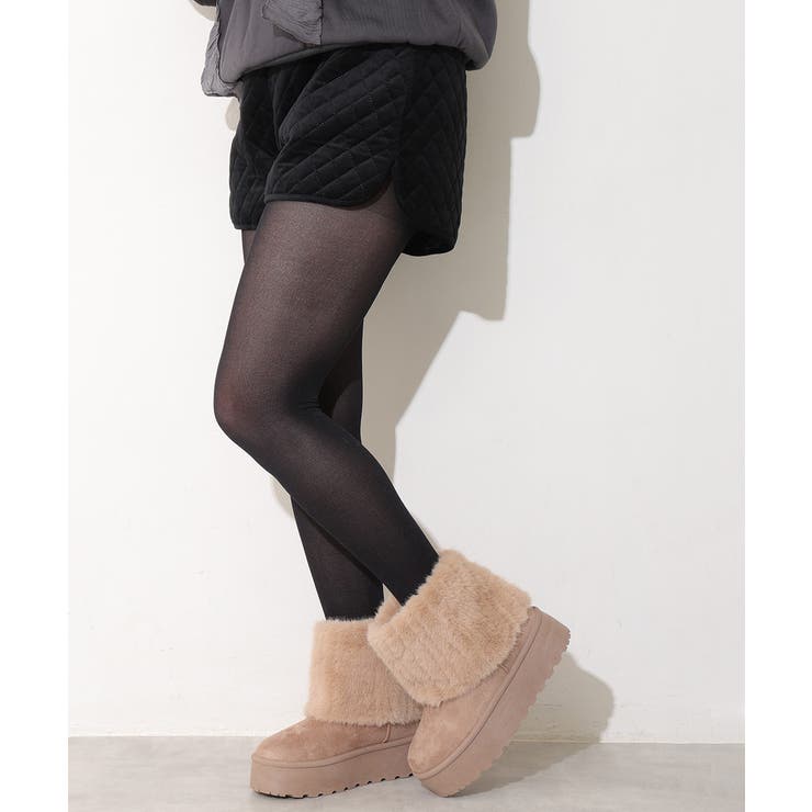 【25年秋冬新作】厚底 ファーカバー ショート丈 ムートンブーツ | DEMETER | 詳細画像37 