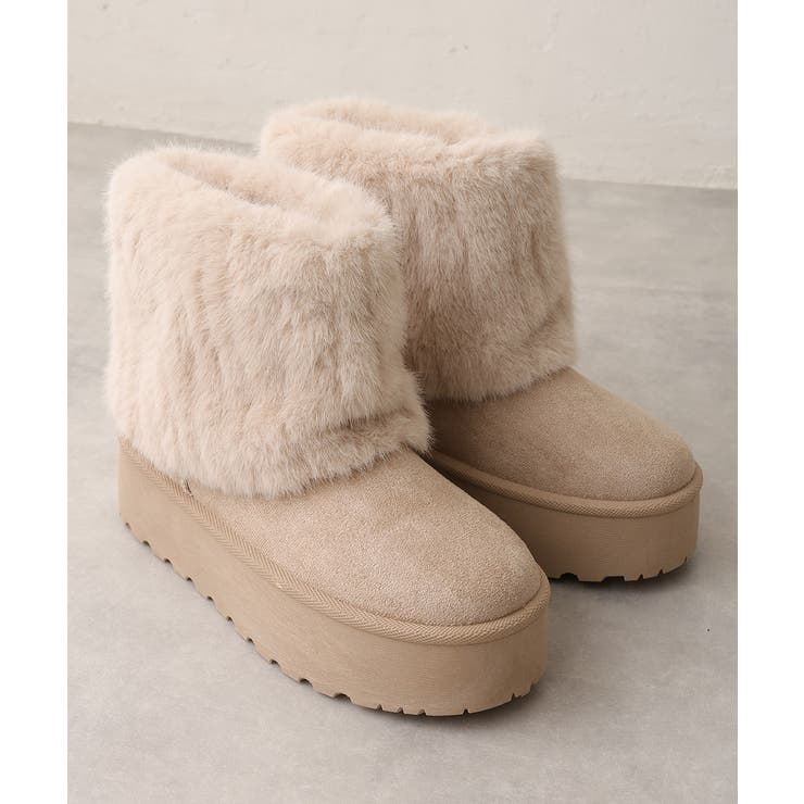 【25年秋冬新作】厚底 ファーカバー ショート丈 ムートンブーツ | DEMETER | 詳細画像4 