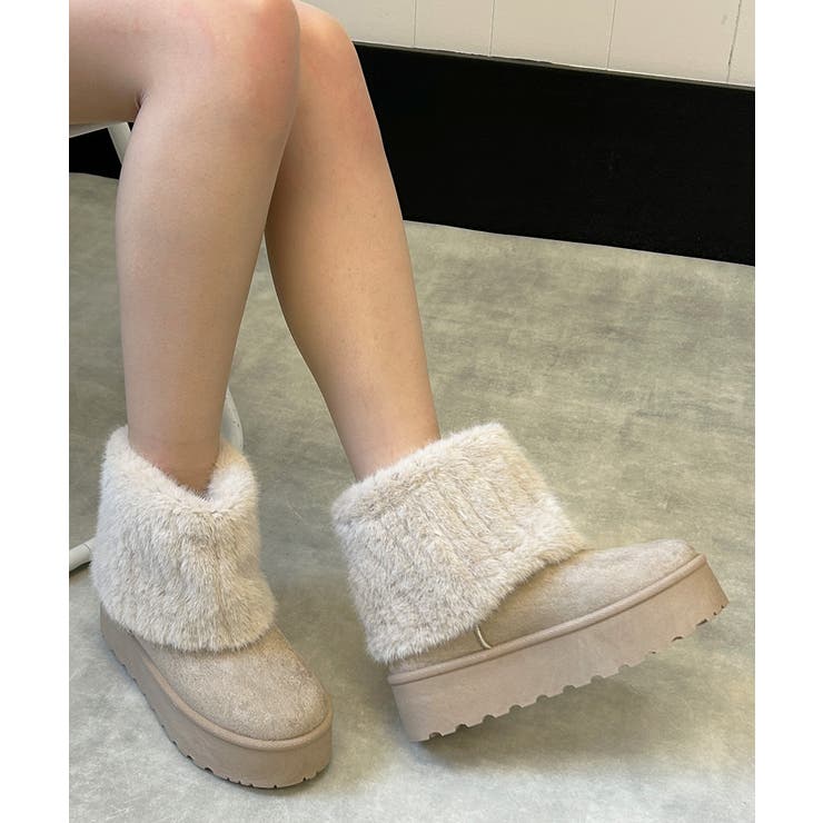 【25年秋冬新作】厚底 ファーカバー ショート丈 ムートンブーツ | DEMETER | 詳細画像5 