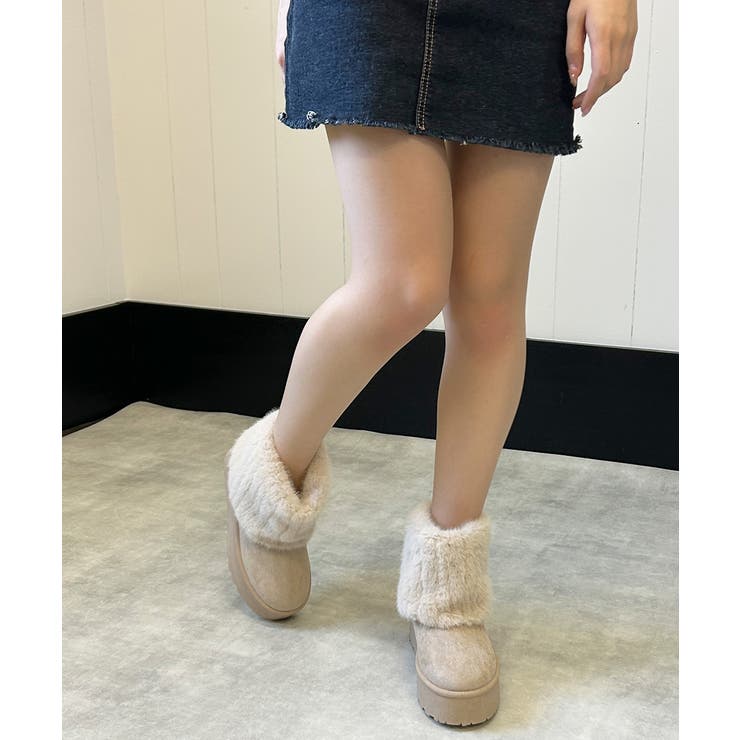 【25年秋冬新作】厚底 ファーカバー ショート丈 ムートンブーツ | DEMETER | 詳細画像7 