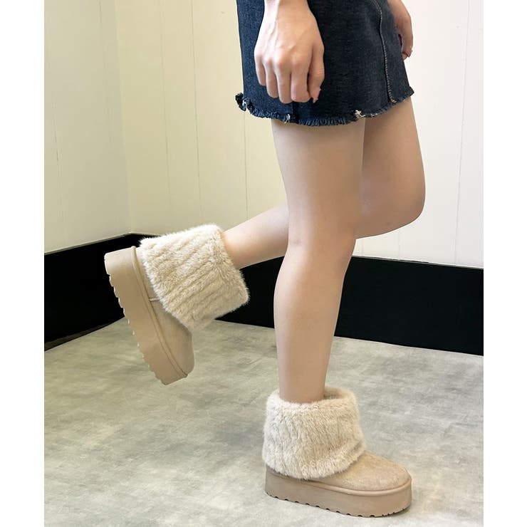 【25年秋冬新作】厚底 ファーカバー ショート丈 ムートンブーツ | DEMETER | 詳細画像8 