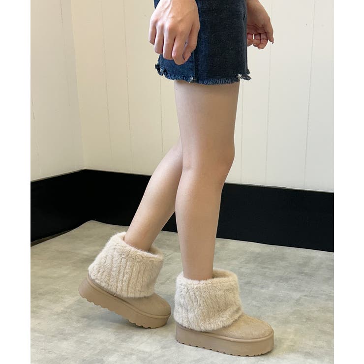 【25年秋冬新作】厚底 ファーカバー ショート丈 ムートンブーツ | DEMETER | 詳細画像9 