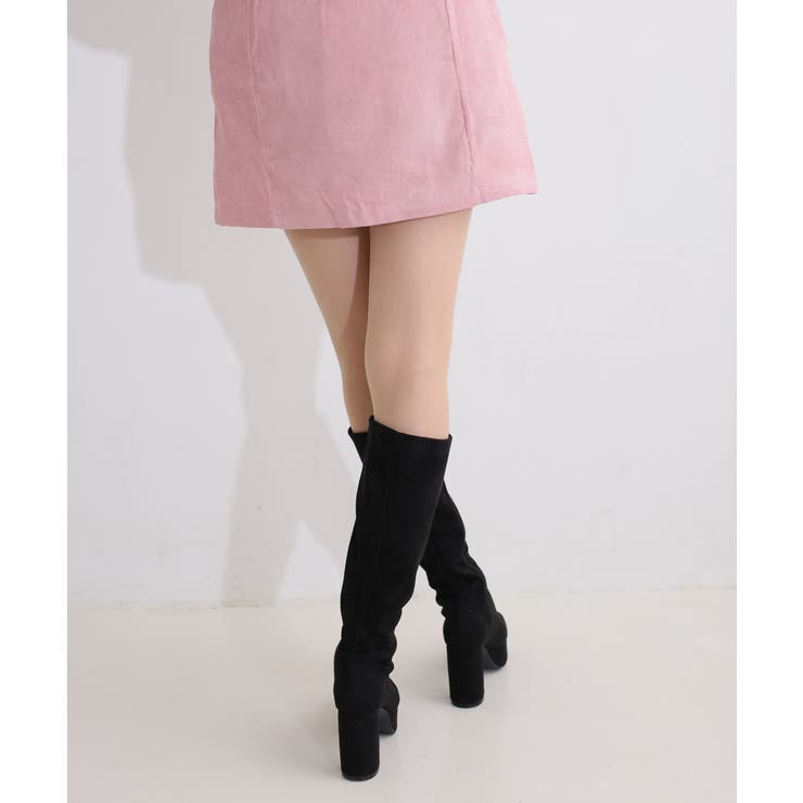 【25年秋冬再販】厚底 プラットフォーム 太ヒール ストレッチ ロングブーツ | DEMETER | 詳細画像86 