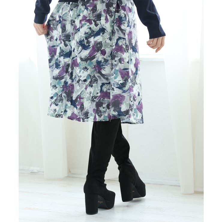 【25年秋冬再販】厚底 プラットフォーム 太ヒール ストレッチ ロングブーツ | DEMETER | 詳細画像91 