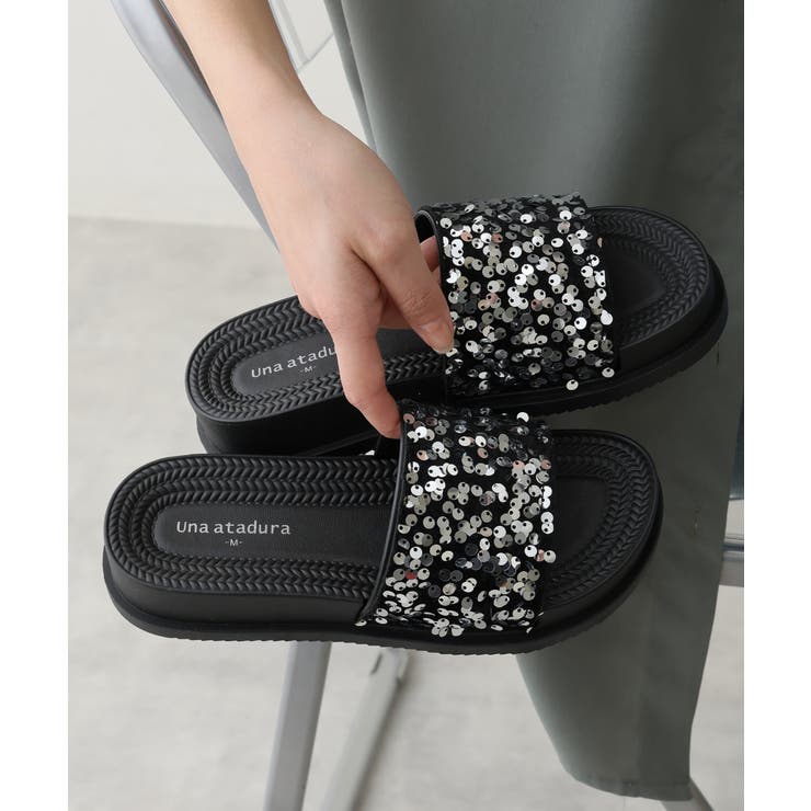 【25年春夏新作】軽量 厚底 スパンコール スライドサンダル | DEMETER | 詳細画像12 