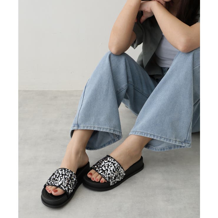 【25年春夏新作】軽量 厚底 スパンコール スライドサンダル | DEMETER | 詳細画像13 