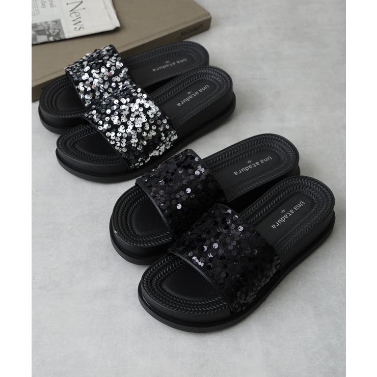 【25年春夏新作】軽量 厚底 スパンコール スライドサンダル | DEMETER | 詳細画像2 