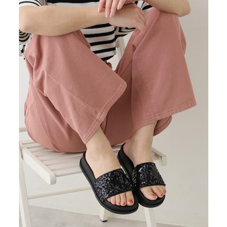 【25年春夏新作】軽量 厚底 スパンコール スライドサンダル | DEMETER | 詳細画像5 