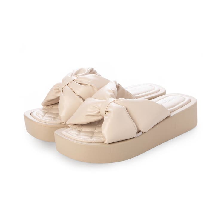 【25年春夏新作】厚底 スクエアトゥ リボンデザイン パテッドサンダル | DEMETER | 詳細画像40 