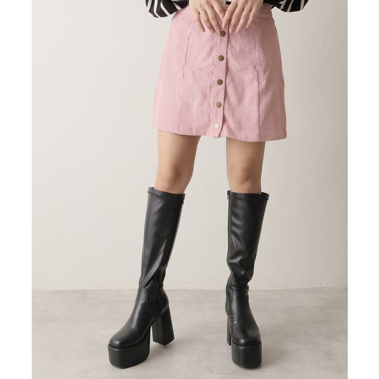 【25年秋冬再販】厚底 太ヒール スクエアトゥ ストレッチ ロングブーツ | DEMETER | 詳細画像44 