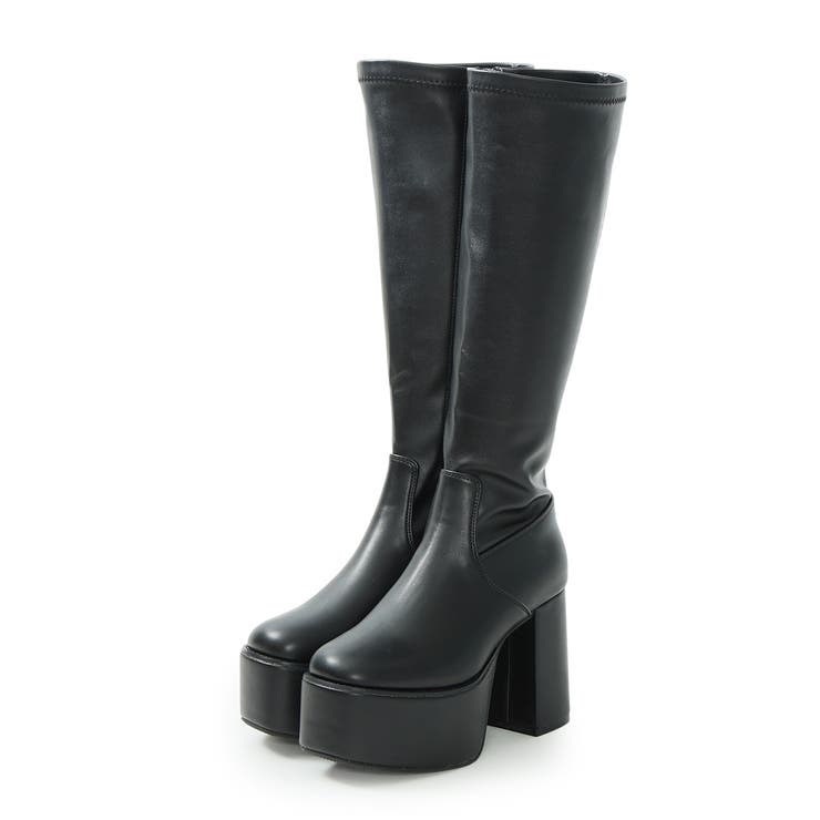 【25年秋冬再販】厚底 太ヒール スクエアトゥ ストレッチ ロングブーツ | DEMETER | 詳細画像93 