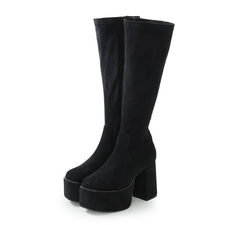 【25年秋冬再販】厚底 太ヒール スクエアトゥ ストレッチ ロングブーツ | DEMETER | 詳細画像94 