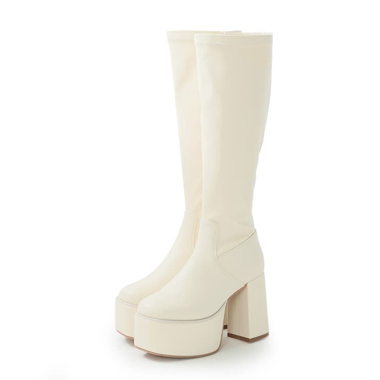 【25年秋冬再販】厚底 太ヒール スクエアトゥ ストレッチ ロングブーツ | DEMETER | 詳細画像95 