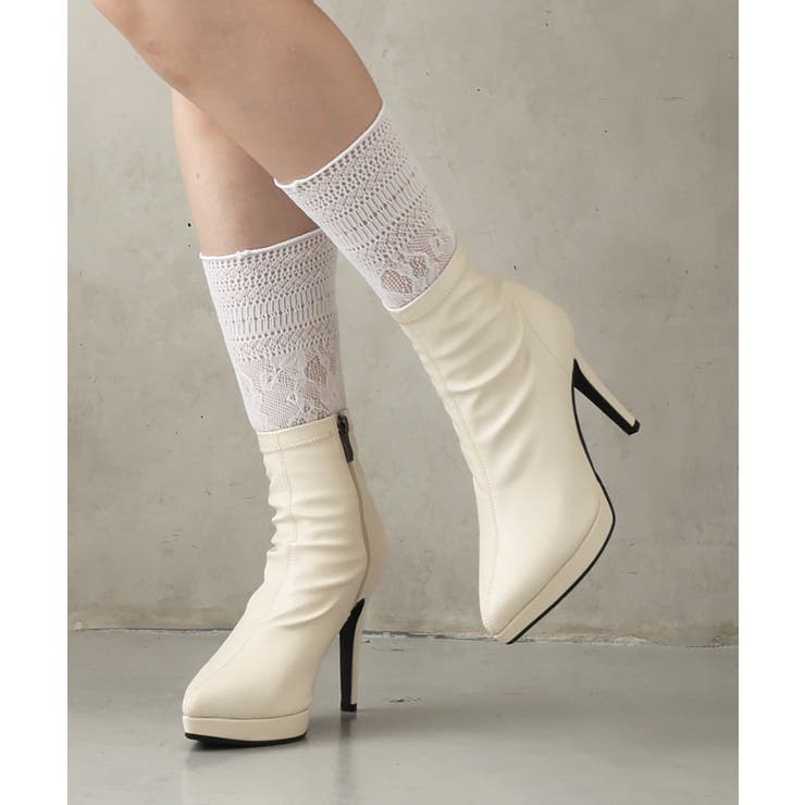 ベージュ | ポインテッドトゥ プラットフォーム ストレッチ | DEMETER