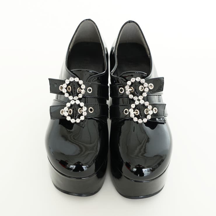 【25年春夏再販】厚底太ヒール☆ビジューバックルベルト ローファーパンプス | DEMETER | 詳細画像19 