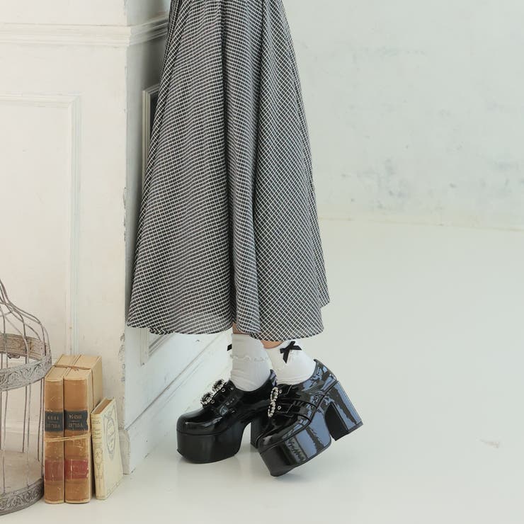 【25年春夏再販】厚底太ヒール☆ビジューバックルベルト ローファーパンプス | DEMETER | 詳細画像7 