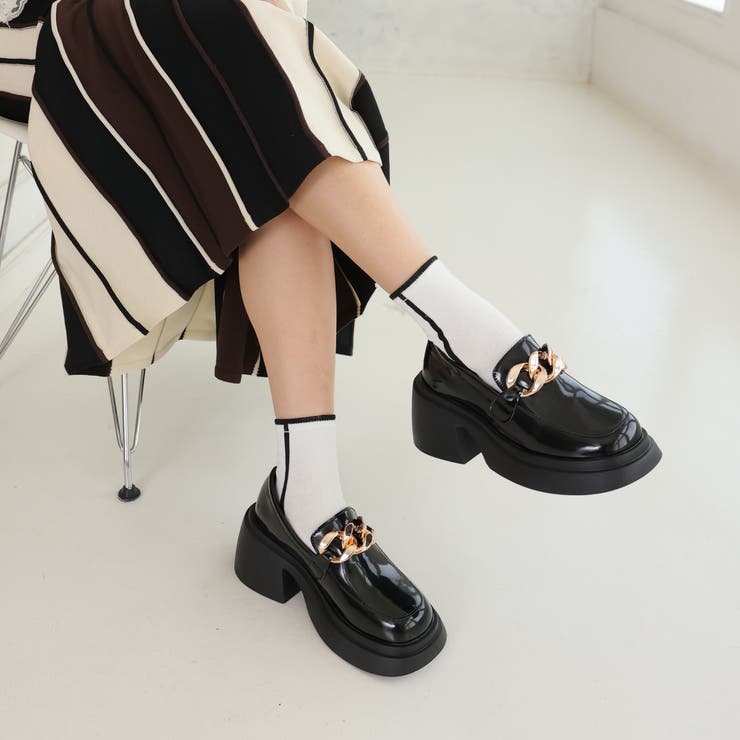 厚底ソール☆チェーンモチーフ ローファーシューズ | DEMETER | 詳細画像21 