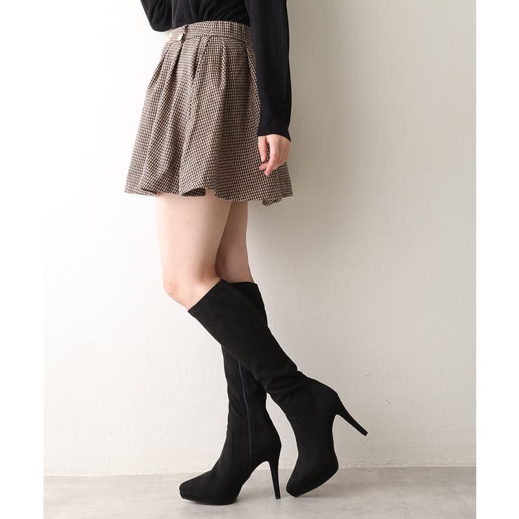 【25年秋冬再販】ポインテッドトゥ プラットフォーム ストレッチ ロングブーツ | DEMETER | 詳細画像21 