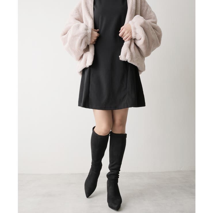 【25年秋冬再販】ポインテッドトゥ プラットフォーム ストレッチ ロングブーツ | DEMETER | 詳細画像37 